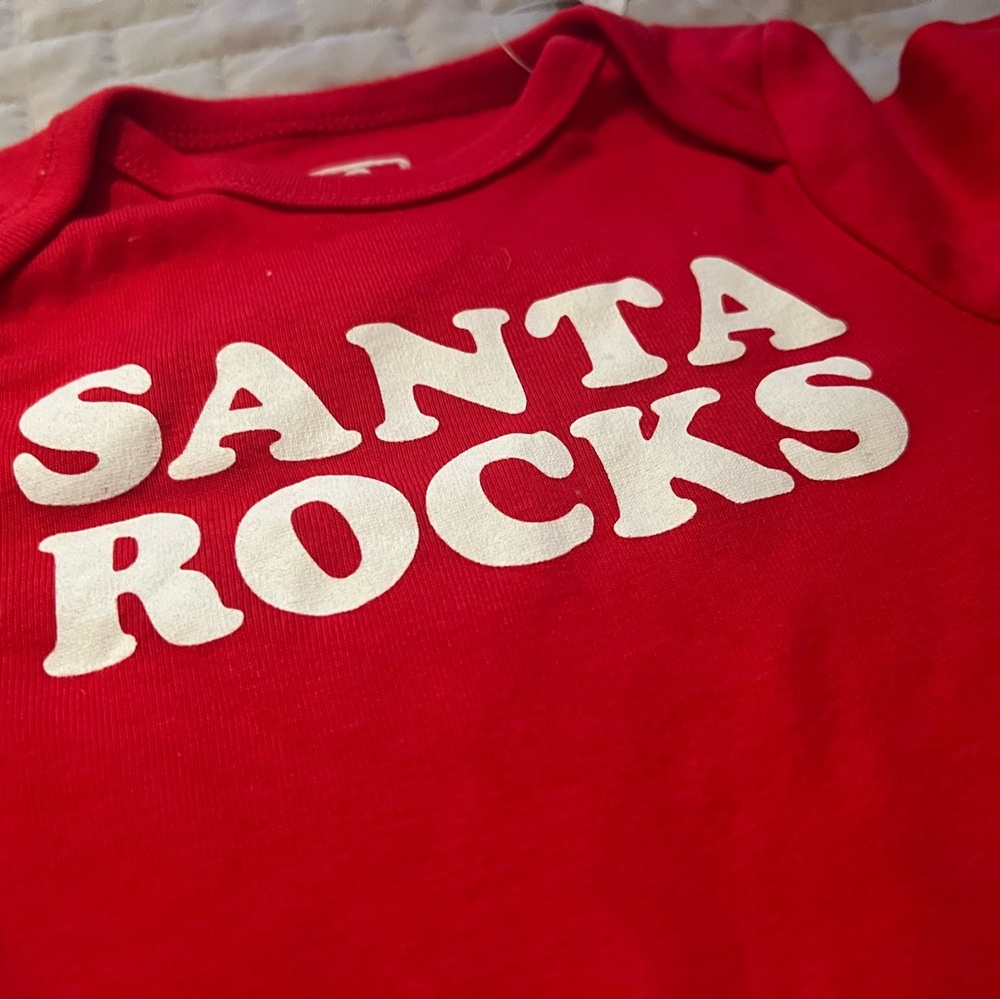 Santa Rocks Red Baby Onesie - Picture 2 of 2